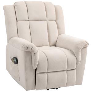 Powerlift Vilstol med Massagefunktion, Värmefunktion, Fotstöd och Sidoficka, Beige