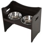 Höjdjusterbar Hundskål Foderstation Rostfritt Stål för Hundar och Katter MDF Mörkbrun 54 X 31,5 X 47 Cm