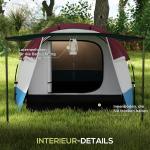 Campingtält Tunneltält för 3 Personer Röd av Polyester för Camping och Trädgård Vindtätt Familjetält med Markis 2000 mm