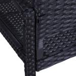 Trädgårdsbänk Konstrotting 2-Sits Parkbänk med Stålram och Ryggstöd Väderbeständig Svart 122 X 60 X 87 Cm