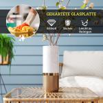 Sidobord Balkongbord med Glasskiva Natur av Polyrattan ve Glas för Uteplats ve Trädgård Väderbeständigt Soffbord 65 x 65 cm