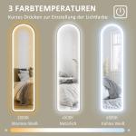 Hellängdsspegel Stående Spegel med LED Belysning Svart av Glas för Sovrum och Vardagsrum Väggspegel med Stativ 150 x 40 cm