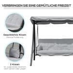 Hammock med Liggfunktion 3-Sits, Bekväm Trädgårdsgunga i Metall med Tak, Robust Hängsoffa för Avkoppling, Vit, 209 x 114 x 170 cm