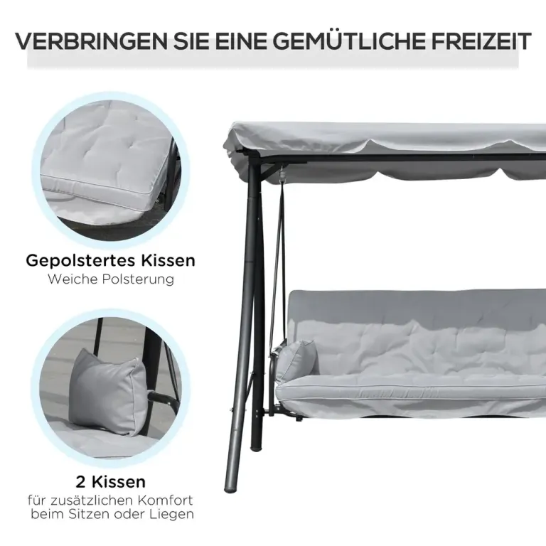 Hammock med Liggfunktion 3-Sits 209 x 114 x 170 cm