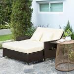 Loungesoffa Konstrotting 2-Sits med Fotpall och Dynor Modulär Design för Avkoppling på Terrassen Brun