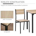 3-delat Matbordset, Köksbord med Stolar, Naturligt Träådring + Svart, 1 Bord + 2 Stolar