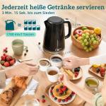 Frukostset 2 Delar Svart Plast och Rostfritt Stål för Kök Vattenkokare och Brödrost 2 Skivor med 7 Rostningslägen 2200W