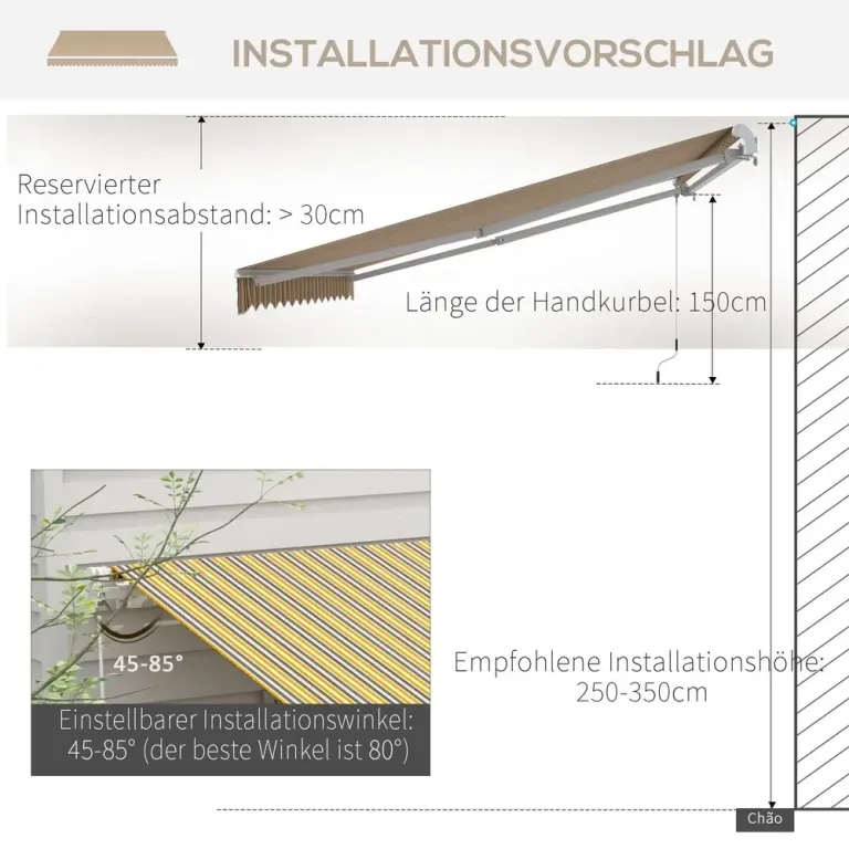 Markis Fällarmsmarkis Gulgrå av Aluminium 3,5 x 2,5 m