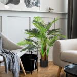 Konstgjord Palm, Realistiska Grenar, Dekorativ Växt, Plast och Kruka, Brun + Grön, 1 m
