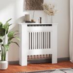 Kylarkåpa Elementskydd med Horisontella Lameller Vit av MDF för Vardagsrum och Sovrum Radiatordekoration 78 x 19 x 81 cm