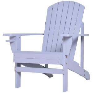 Adirondack Trädgårdsstol med Mugghållare Massivt Trä för Balkong och Terrass Grå 72,5 X 97 X 93 Cm