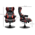 Ergonomisk Gamingstol med Högtalare, Bekväm Datorstol med Bluetooth och Vippfunktion, Inkluderar Nackstöd och Svankkudde, Svart