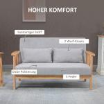 Soffa Loveseat 2-Sits Grå av Tyg med Sammetslook och Trä för Vardagsrum Klädd Soffa med Armstöd och Kuddar upp till 200 kg 130 x 75 x 78 cm