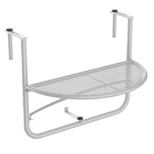 Balkonghängande Bord Höj- och Sänkbart Halvcirkelformat Trädgårdsbord Metall för Terrass Vit 60 X 45 X 50 Cm