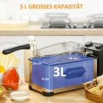 Fritös 3 Liter, 2000 W med Transparent Lock och Cool-Touch-handtag, Svart