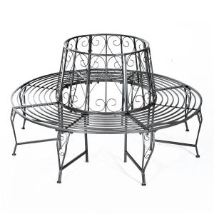 Trädbänk Rund Metall 360 Graders Placering Runt Trädstam Romantisk Design Väderbeständig Rostbrun 160 Cm