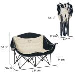 Campingstol 2-sits och Hopfällbar Fåtölj med Mugghållare samt Transportväska Hållbar och Stabil Khaki Polyester och Metall upp till 250 kg