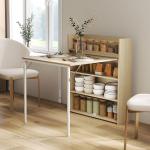 Matbord Hopfällbart Ekfärgad Spånskiva för Kök och Små Utrymmen Industriell Design med Hylla Platsbesparande 78,5x91x93 cm