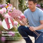 Trädgårdsfigurer Flamingo 2 Pack Röd Metall för Trädgård och Damm Dekorativa Fågelstatyer med Blomstermönster Väderbeständig Konst med Markankare