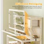 Hamsterbur 3 Våningar Naturfärgad Trä och Plexiglas för Smådjur Stor Bur med Hus och Tillbehör Rymlig Design och God Ventilation
