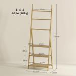 Badrumshylla med 3 Våningar och Handdukshängare för Badrum Hållbar och Ergonomisk Natur Bambu i A-formad Design