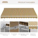 Markis Fällarmsmarkis Gulgrå av Aluminium och Polyester för Terrasser och Balkonger Solskydd med Handvev 3,5 x 2,5 m