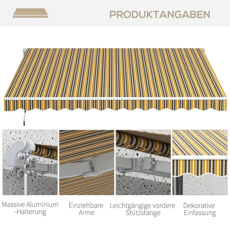Markis Fällarmsmarkis Gulgrå av Aluminium 3,5 x 2,5 m