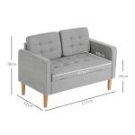 Soffa 3-Sits Soffa Ljusgrå av Tyg och Trä för Vardagsrum och Sovrum Stoppad Soffa med Förvaring och Armstöd 166,5 x 62 x 82 cm