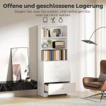 Vitrinskåp Högt Vit MDF och Glas för Vardagsrum och Kök Bokhylla med Lådor och Öppna Hyllor Elegant Förvaring och Display 180 cm
