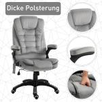 Massagekontorsstol Ergonomisk Höj- och Sänkbar PU-Hjul för Bekvämt Arbete och Avkoppling Grå