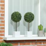 Set med 2 Konstgjorda Buxbom Topiary Bollar 45 cm, Konstgjorda Växter i Kruka