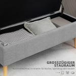 Stoppad Förvaringsbänk, Linnelook, Gummiben, upp till 220 kg, Grå, 110 x 39 x 45 cm