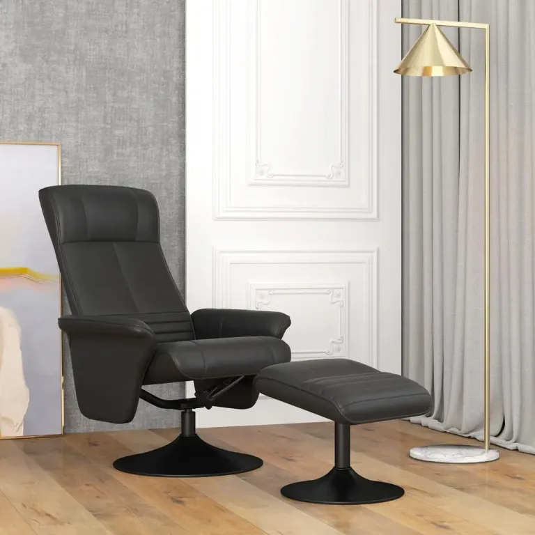 Relaxfåtölj Svart av Mikrofiber och Metall Roterande