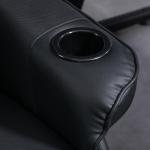 Spelstol med Massagefunktion, Lutande Ryggstöd och Fotstöd, upp till 120 kg, Stålram, Konstläder, Svart
