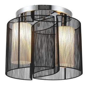 Taklampa Vintage 2-Lampa E27 Sockel för Vardagsrum och Matsal Svart Ø47,5 X 33 Cm