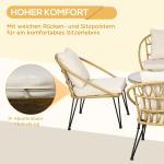 Trädgårdsmöbler Matgrupp Beige av Polyester och Rotting för Trädgård och Terrass 5 Delar med Matbord och 4 Stolar