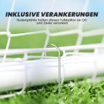 Fotbollsmål med Robust Nät och Markpinnar för Träning och Match för Barn och Vuxna Stabil och Lättmonterad Vit Plast 240 x 90 x 180 cm
