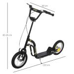 Sparkcykel med Luftdäck för Barn, Robust Skoter med Justerbart Styre, Säker Körning på Alla Underlag, Svart, 120 x 58 x 85-95 cm, 5 år+