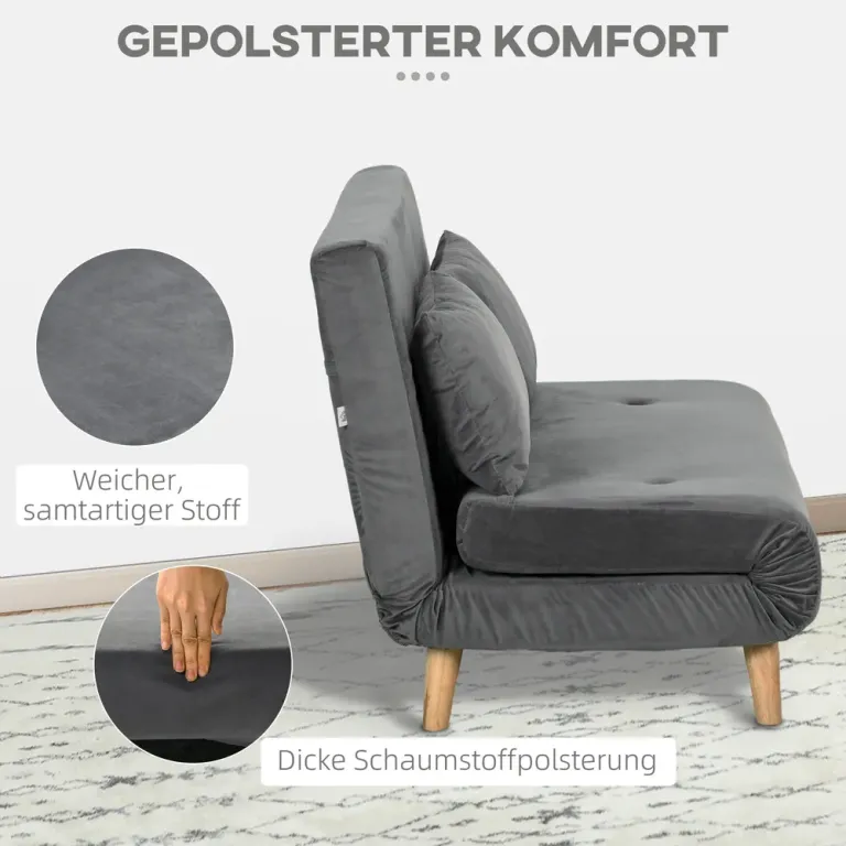 Bäddsoffa 2-Sits Soffa Grå av Tyg 130 x 78 x 79 cm