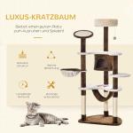 Skrapstolpe Kattträd Brun Plysch och Sisal för Katter XXL Klösträd med Grotta och Hängmatta 153 Cm