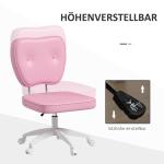 Barnstol Skrivbordsstol Rosa av Tyg och Metall för Barnrum Höjdjusterbar Snurrstol Utan Armstöd 120 kg