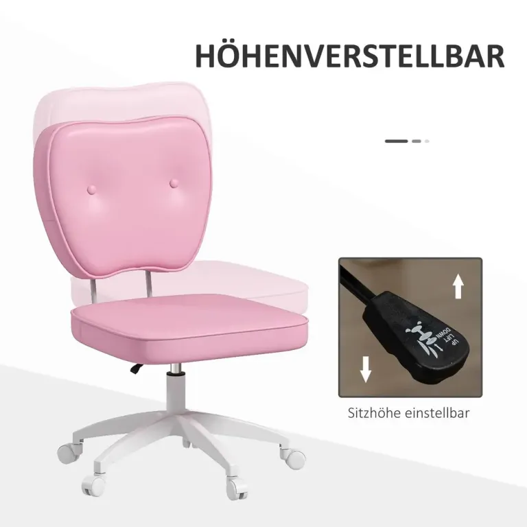 Barnstol Skrivbordsstol Rosa av Tyg och Metall för Barnrum