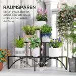 Växtställ Blomsterhylla med 3 Våningar Svart av Metall för Inomhusbruk och Balkong Blomstertrappa för Dekoration 60 cm