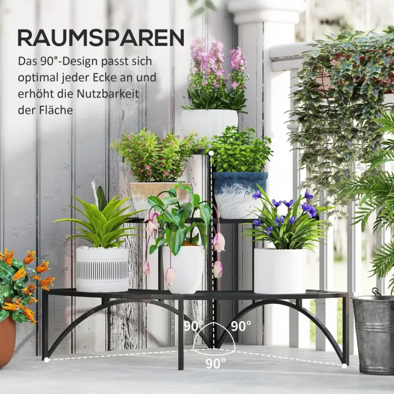 Växtställ Blomsterhylla 3 Våningar Svart 60 cm