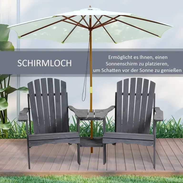 Adirondackstolar med Bord 3 Delar 170 x 87 x 92 cm