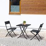 Bistroset Sittgrupp Svart Polyrattan och Metall för Balkonger och Terrasser Trädgårdsmöbler för 2 Personer Väderbeständig