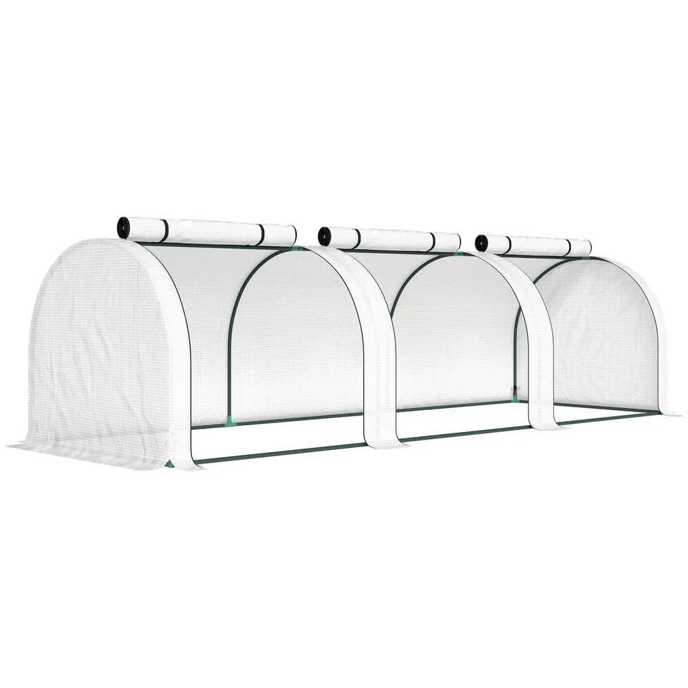 Växthus Tunnel Vit PE-Plast för Odling 295x100x80 Cm