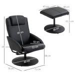 Vilstol med Fotpall, Konstläderfodral, Liggande, Ergonomisk Design, Svart