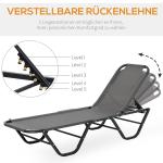 Justerbar Solsäng i Aluminium, Ergonomisk Solstol med 5 Lägen, Väderbeständig Textilene för Trädgård och Pool, Grå/Svart, 163 x 58,5 x 91 cm