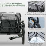 Cykelkärra och Transportvagn 2-i-1, Robust Lastvagn med Luftdäck, Smidig Transport av Last upp till 40 kg, Svart, 130 x 64 x 103 cm